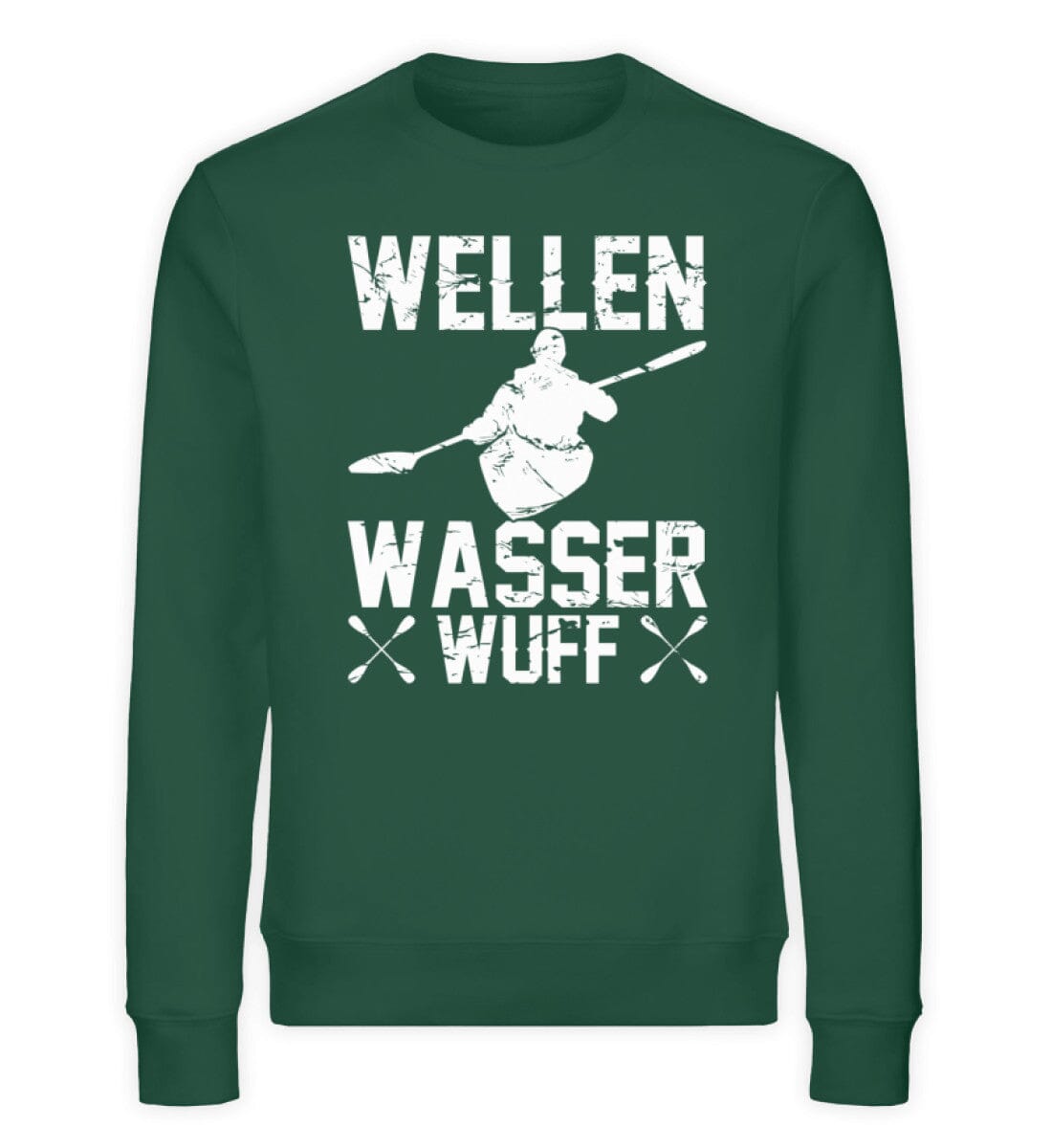 Wellen Wasser Wuff Kajak und Hund - Unisex Bio Sweatshirt Bottle Green S