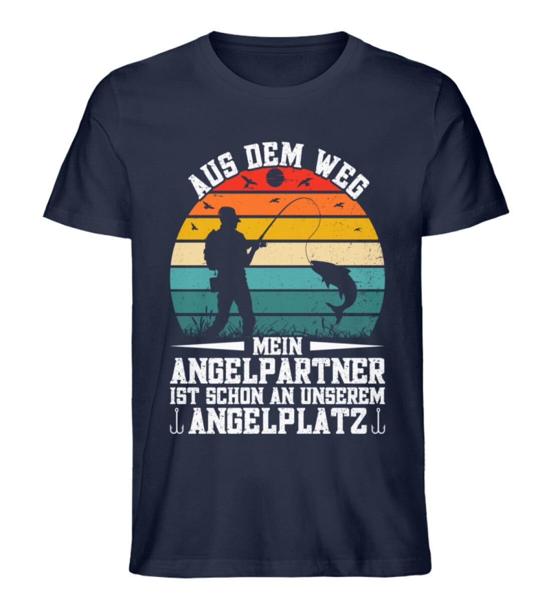 Aus dem Weg mein Angelpartner wartet - Unisex Premium Bio Shirt French Navy XS