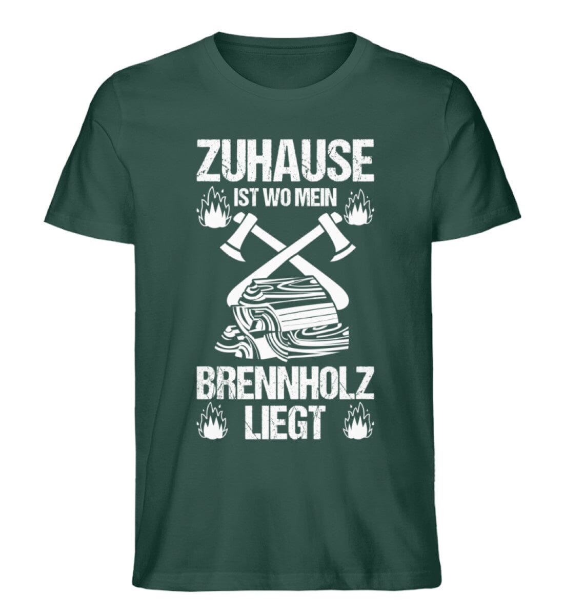 Zuhause ist wo mein Brennholz liegt T-Shirt Männer und Frauen Farbe grün - Waldkumpel