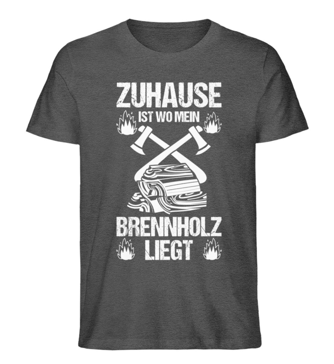 Zuhause ist wo mein Brennholz liegt T-Shirt Männer und Frauen Farbe grau - Waldkumpel