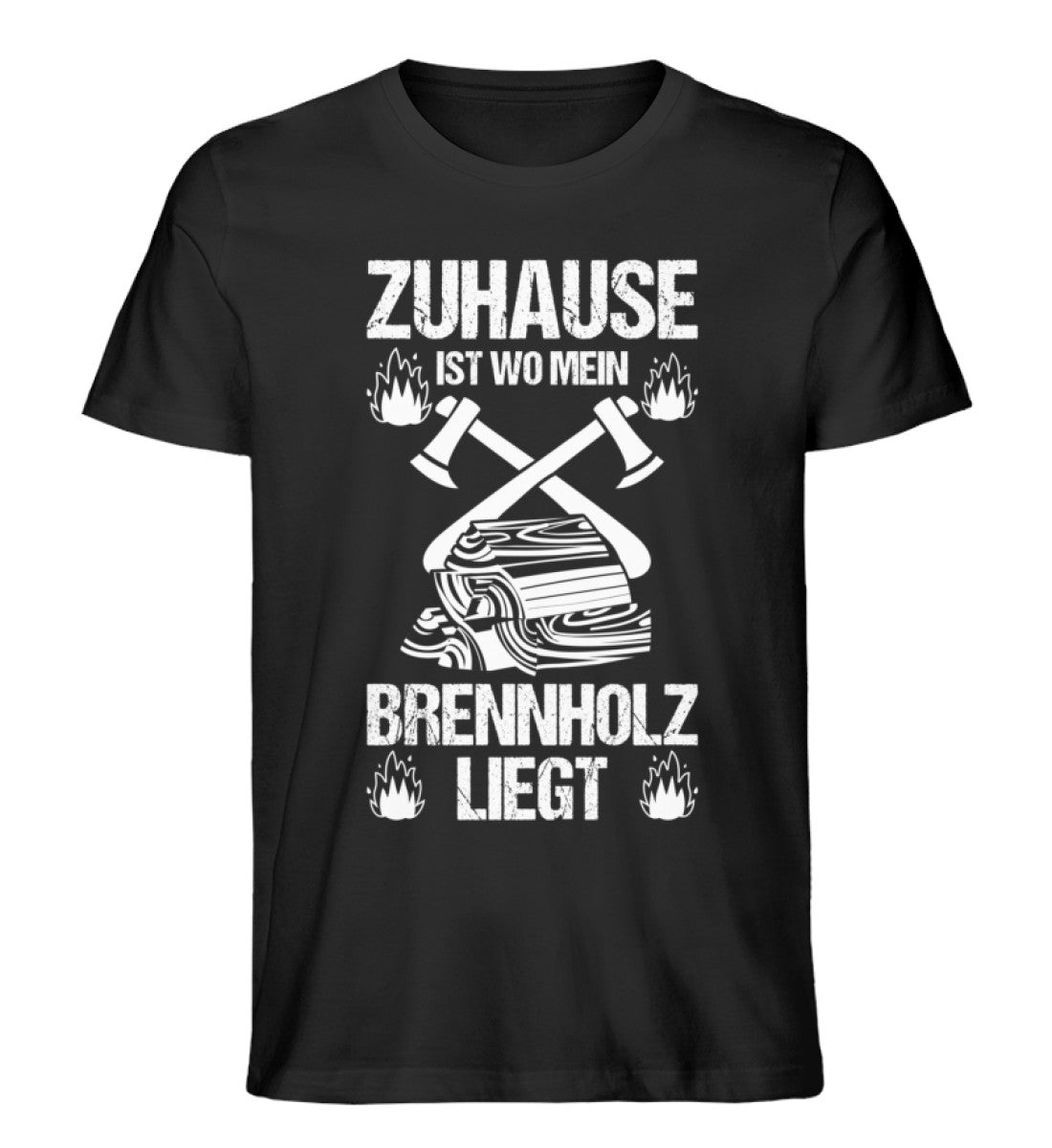 Zuhause ist wo mein Brennholz liegt T-Shirt Männer und Frauen Farbe schwarz - Waldkumpel