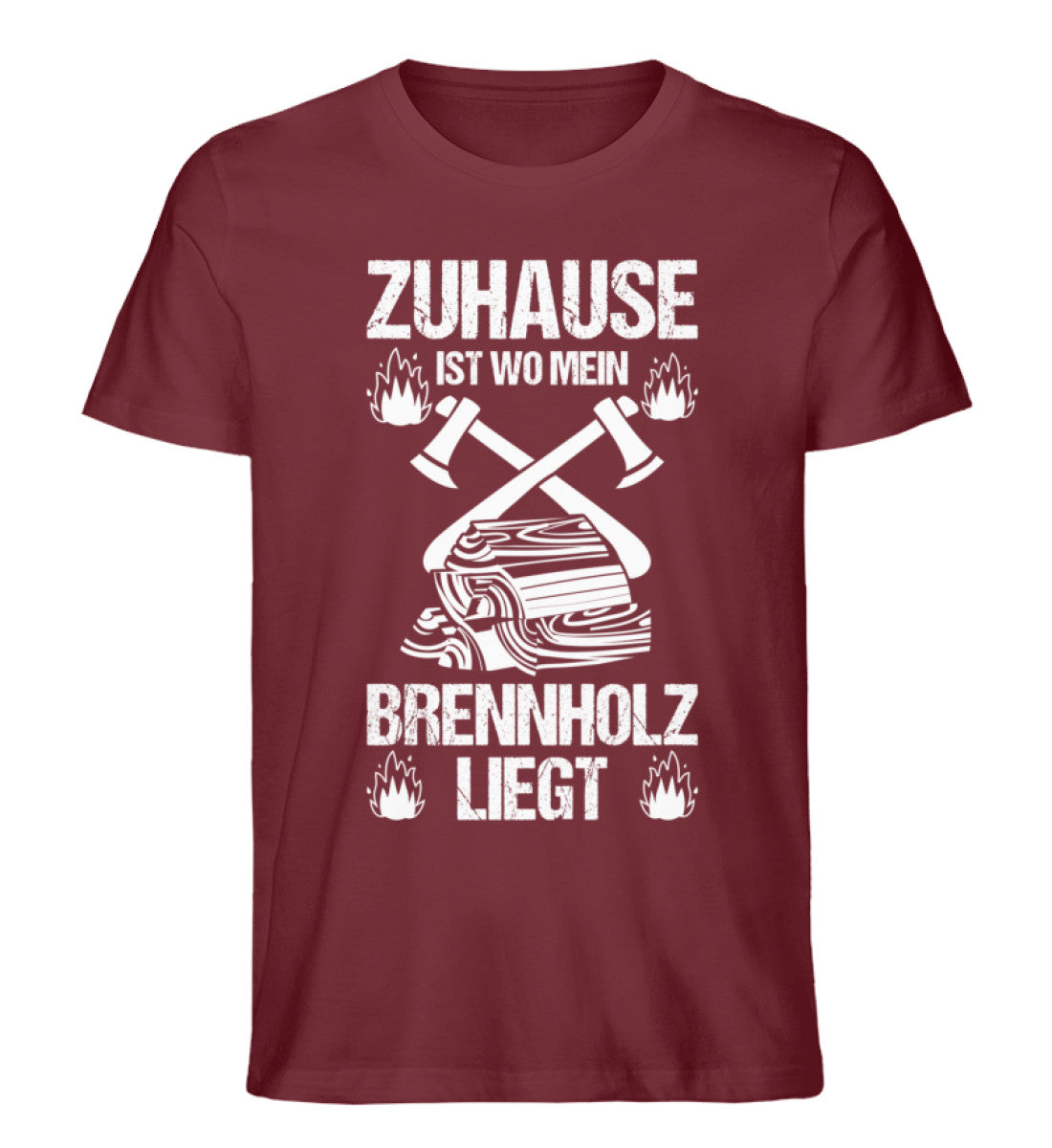 Zuhause ist wo mein Brennholz liegt T-Shirt Männer und Frauen Farbe rot - Waldkumpel