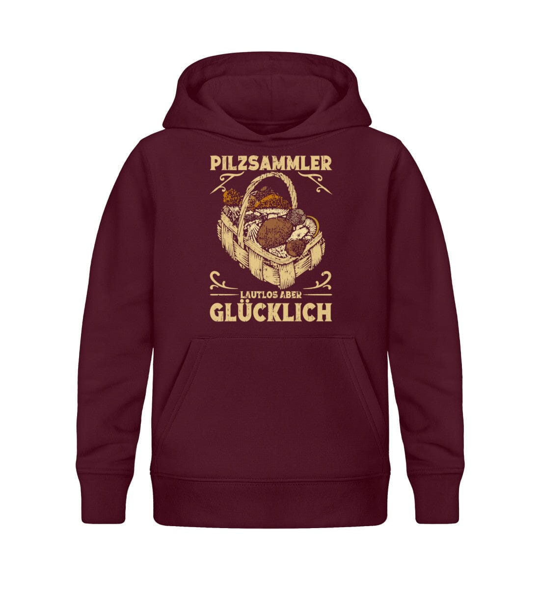 Pilzsammler lautlos aber glücklich - Kinder Bio Hoodie Burgundy 12/14 (152/164)