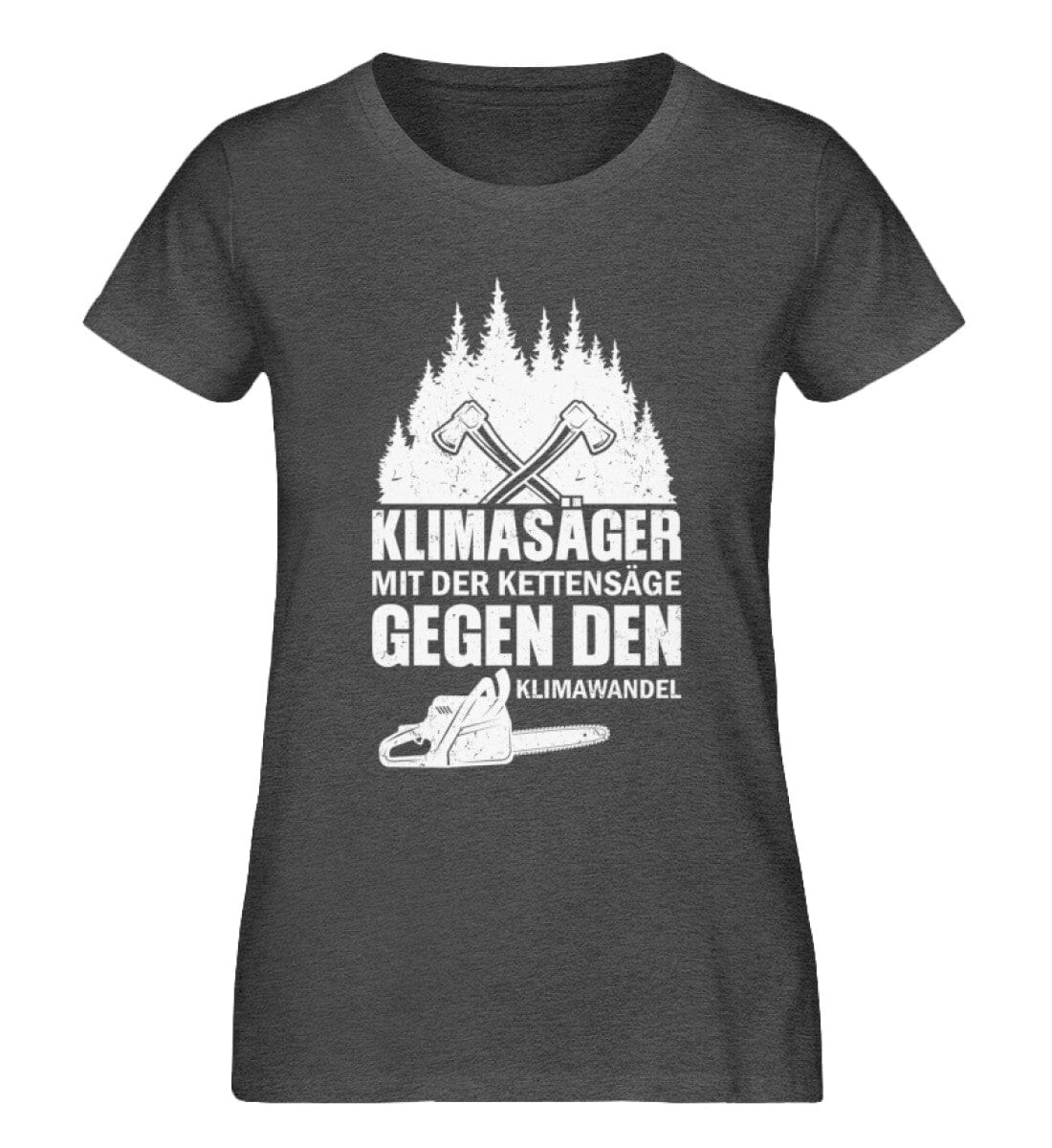 Klimasäger mit der Kettensäge gegen den Klimawandel - Damen Premium Bio Shirt Dark Heather Grey XS