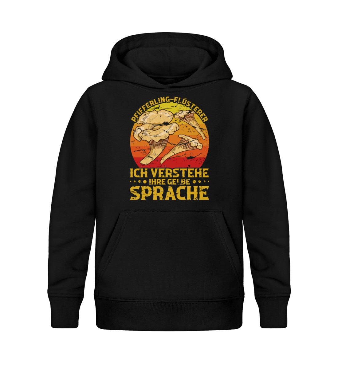 Pfifferling-Flüsterer gelbe Sprache - Kinder Bio Hoodie Black 12/14 (152/164)