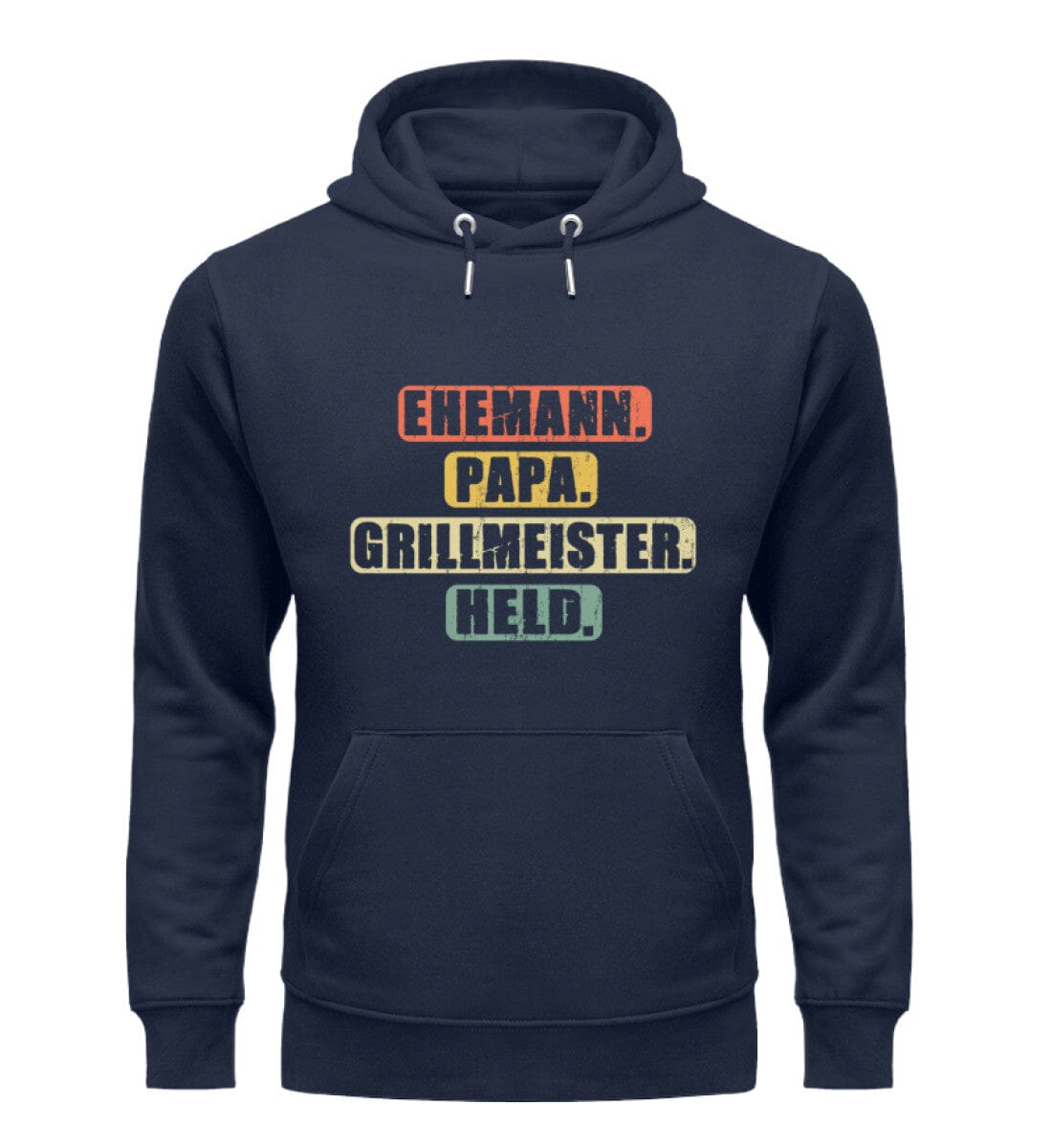 Ehemann. Papa. Grillmeister. Held. - Unisex Premium Bio Hoodie French Navy XS