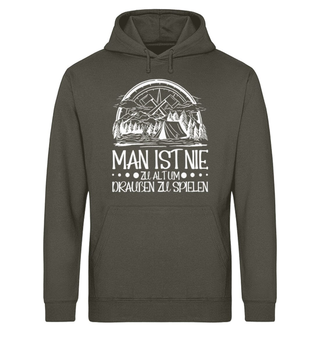 Man ist nie zu alt zum draußen zu spielen - Unisex Bio Hoodie Khaki S