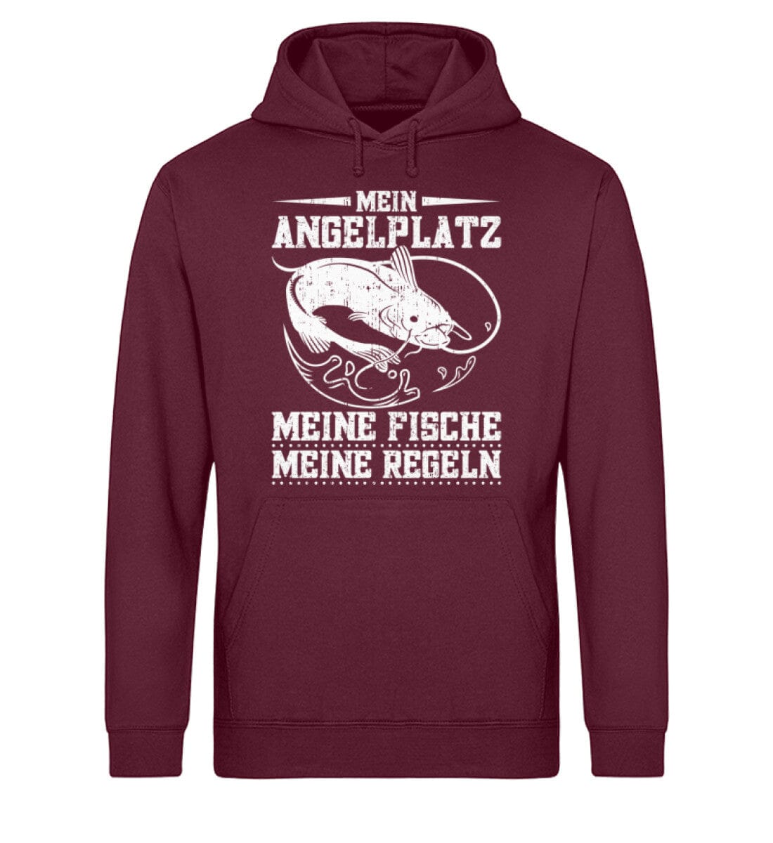 Mein Angelplatz meine Fische meine Regeln - Unisex Bio Hoodie Burgundy XS