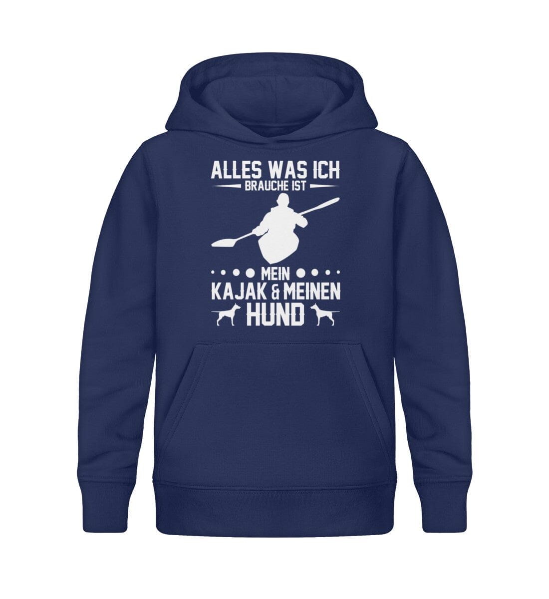 Ich brauche mein Kajak und meinen Hund - Kinder Bio Hoodie French Navy 12/14 (152/164)