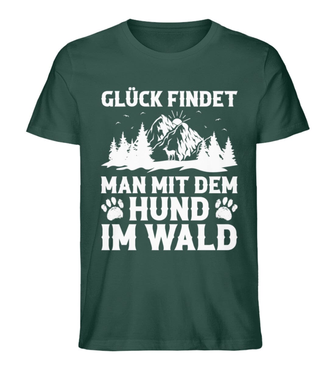 Glück findet man mit dem Hund im Wald - Unisex Premium Bio Shirt Glazed Green S