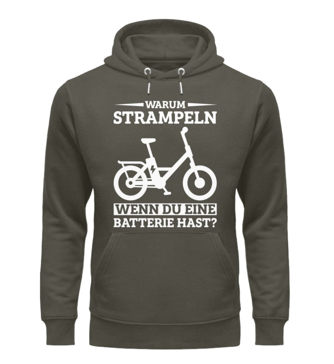 Warum Strampeln wenn du eine Batterie hast - Unisex Organic Hoodie Khaki XS