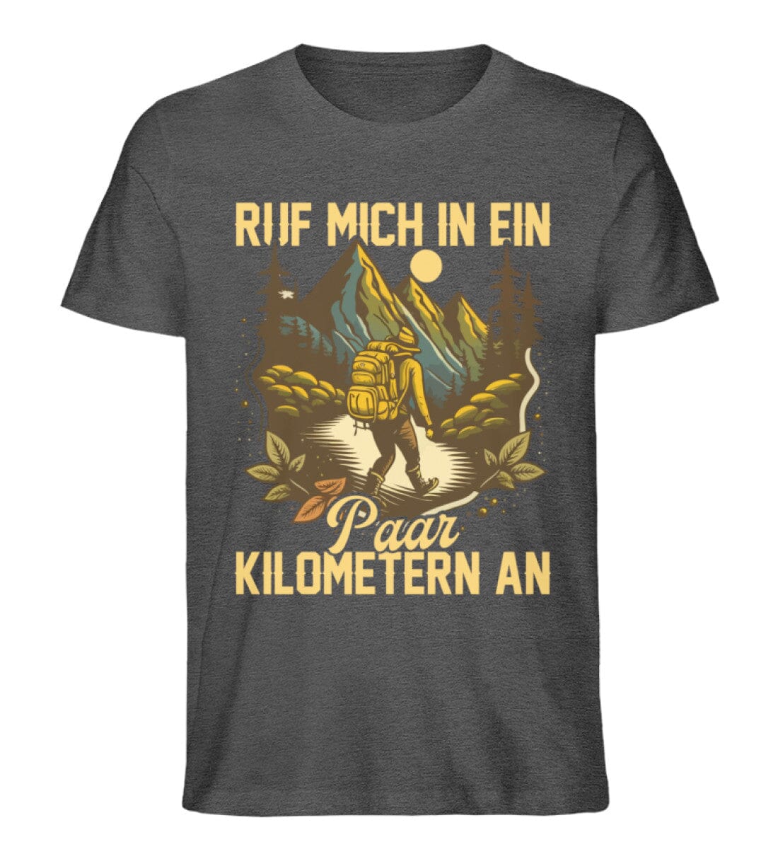 Ruf mich in ein paar Kilometern an - Unisex Premium Bio Shirt Dark Heather Grey S