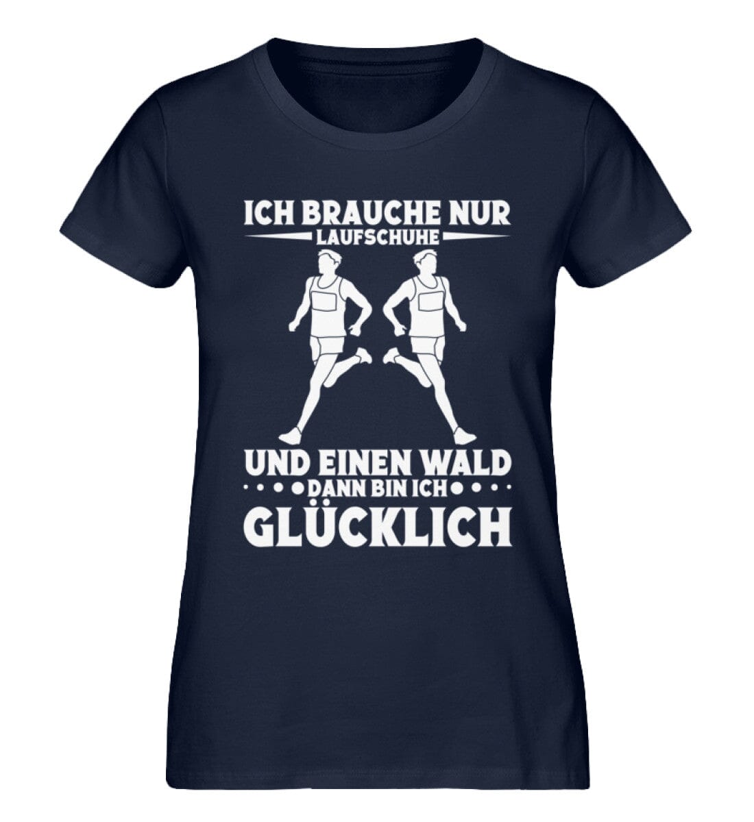 Brauche Laufschuhe und Wald für Glück - Damen Premium Organic Shirt French Navy XS