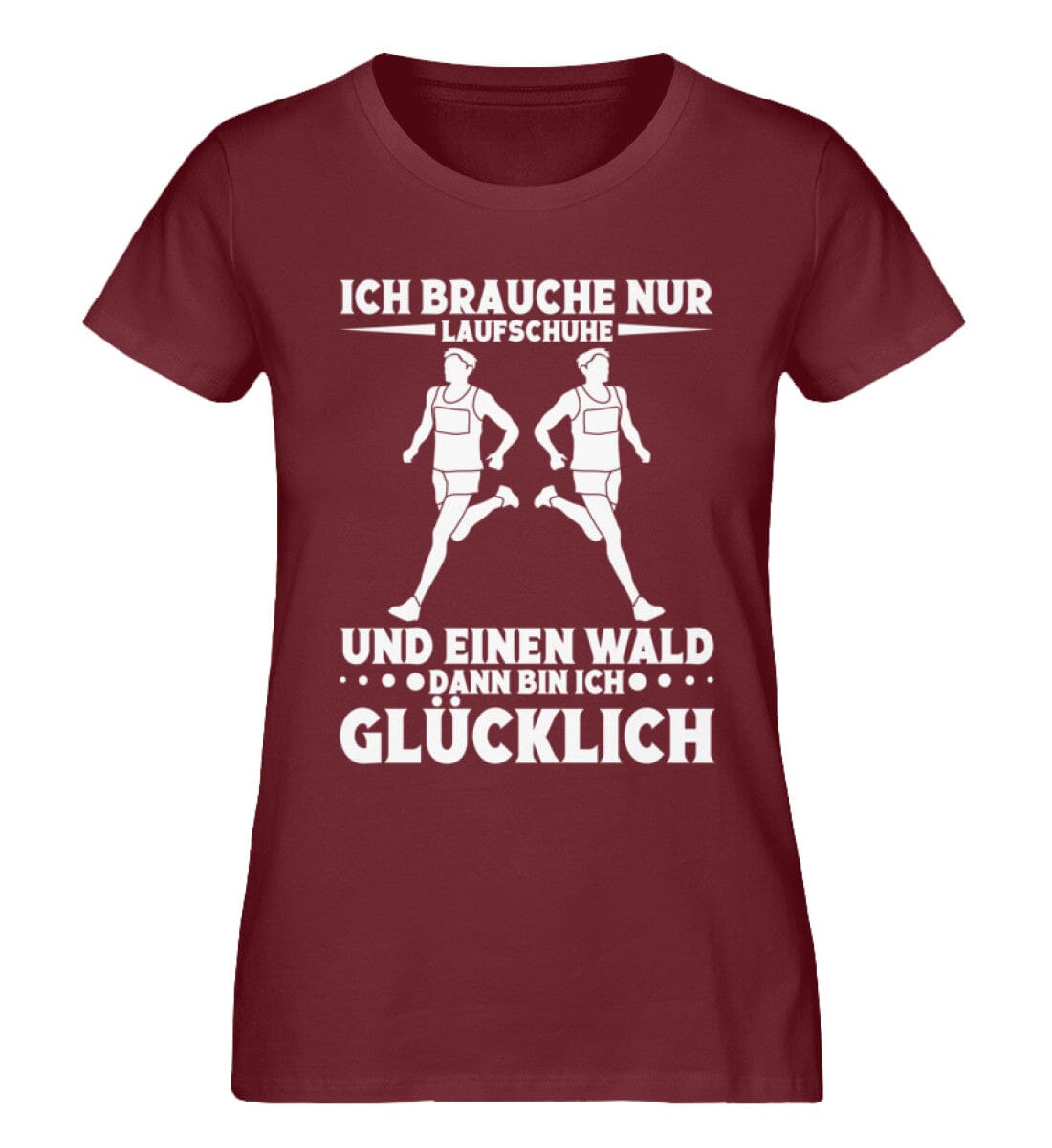 Brauche Laufschuhe und Wald für Glück - Damen Premium Organic Shirt Burgundy XS
