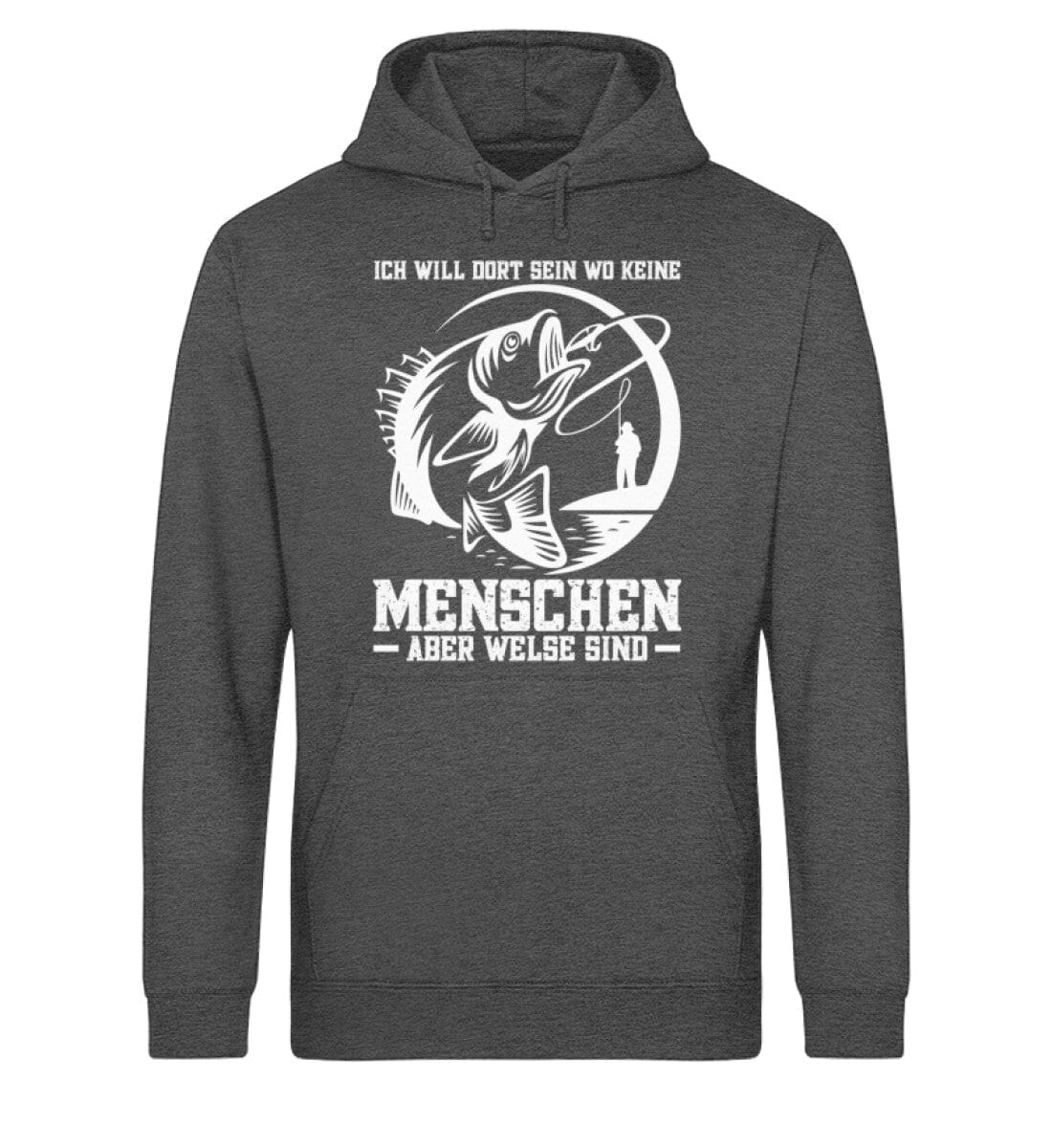 Keine Menschen aber Welse - Unisex Bio Hoodie Dark Heather Grey XS