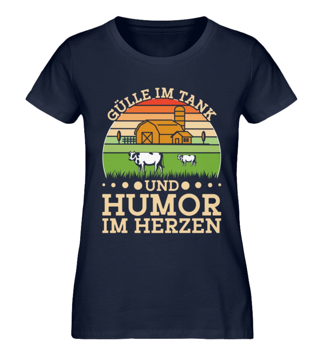 Gülle im Tank Humor im Herzen - Damen Premium Bio Shirt French Navy XS