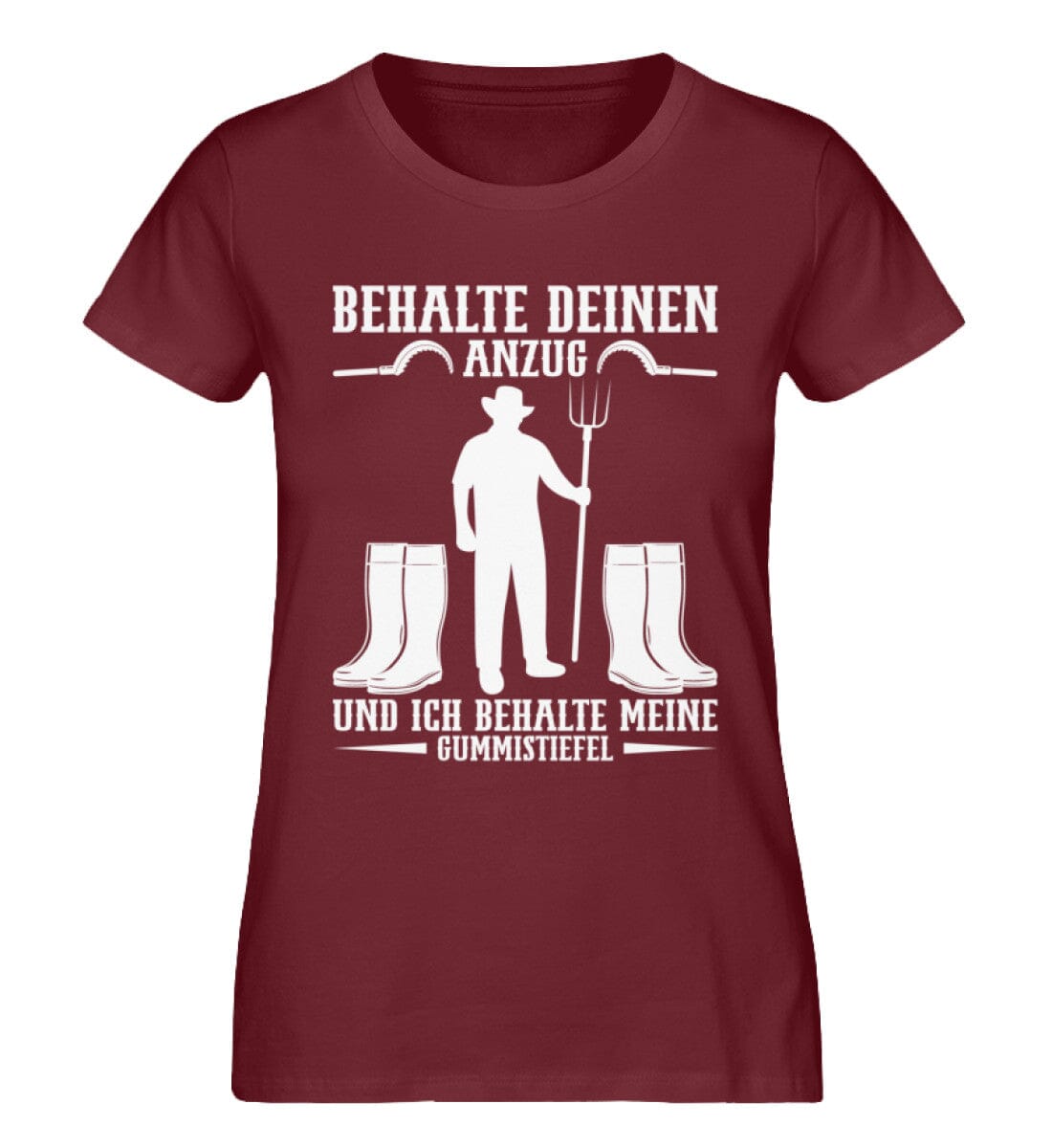 Behalte deinen Anzug und ich Gummistiefel - Damen Premium Bio Shirt Burgundy XS