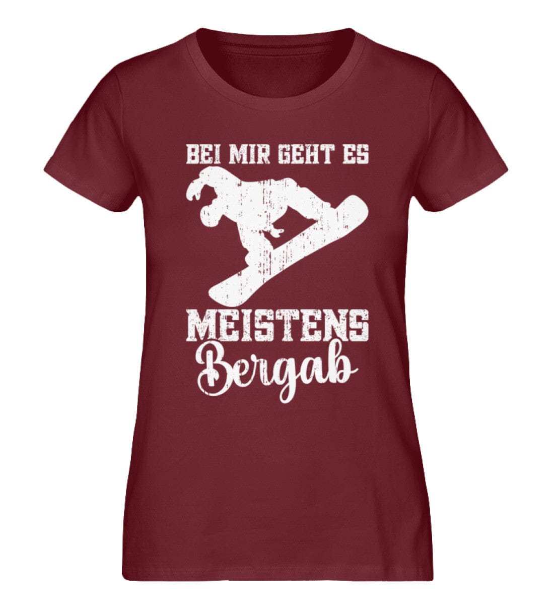 Bei mir geht es meistens Bergab Snowboard - Damen Premium Organic Shirt Burgundy XS