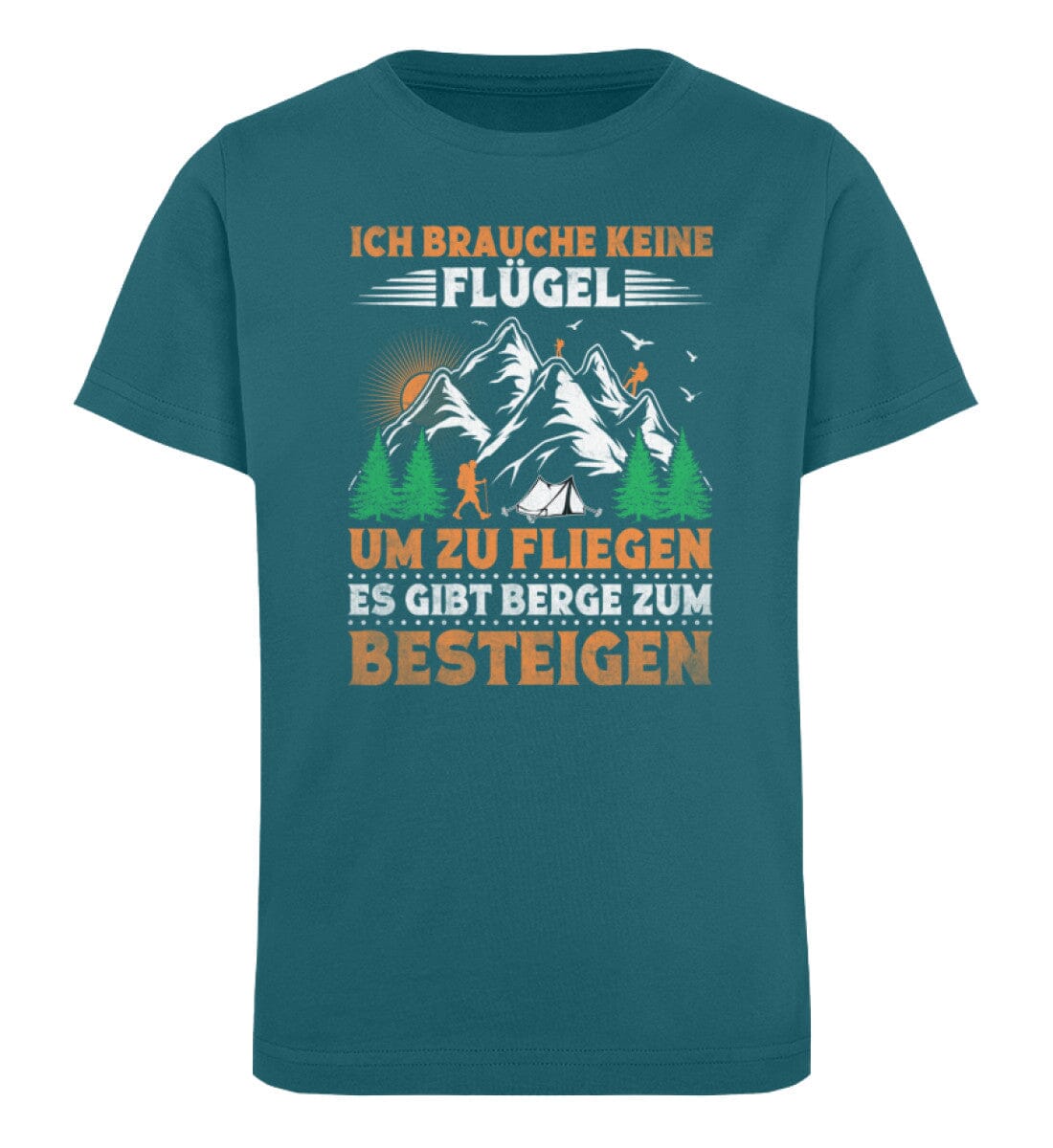 Brauche keine Flügel es gibt Berge - Kinder Bio Shirt Ocean Depth 12/14 (152/164)