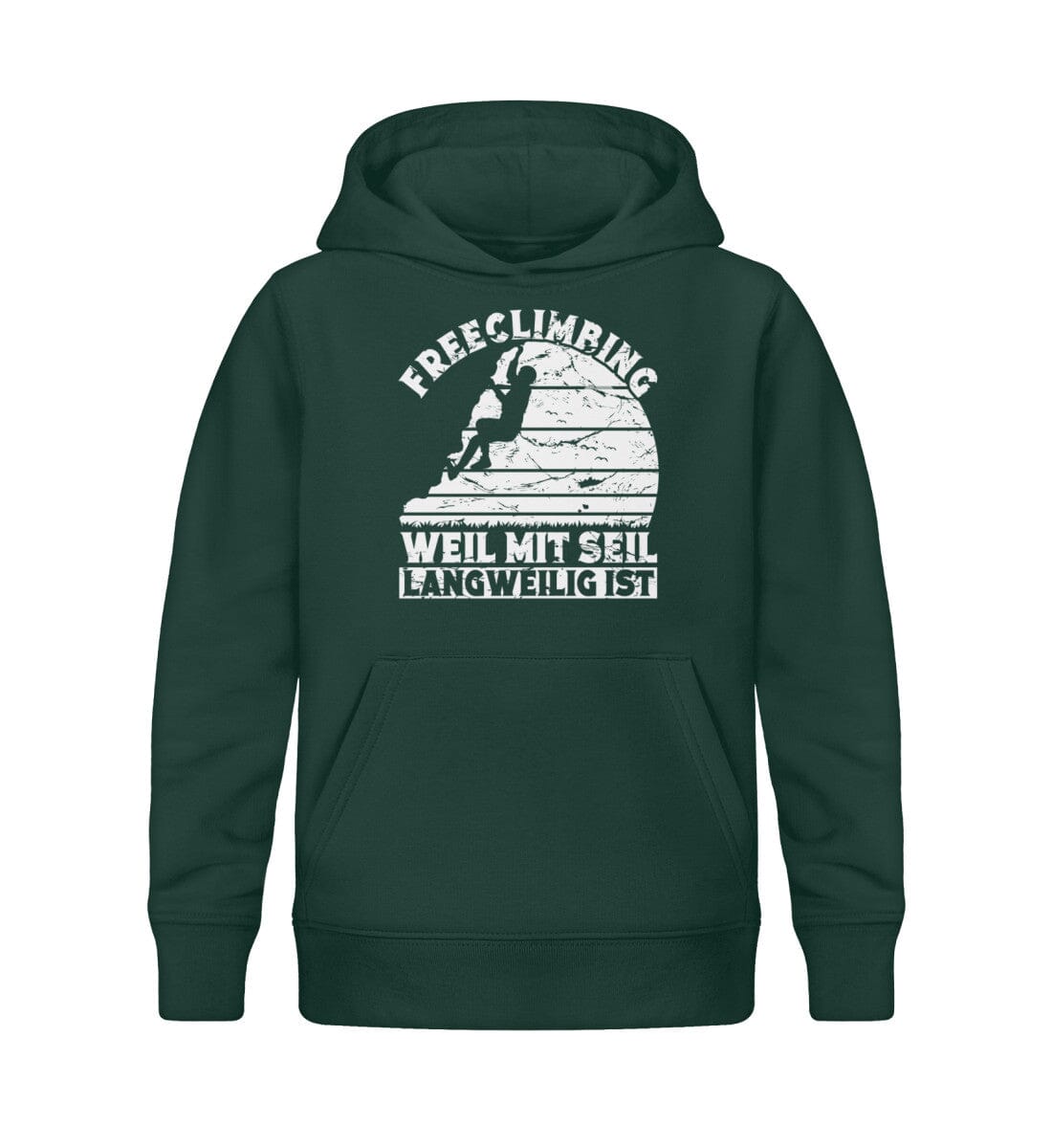 Freeclimbing weil mit Seil langweilig ist - Kinder Bio Hoodie Glazed Green 12/14 (152/164)