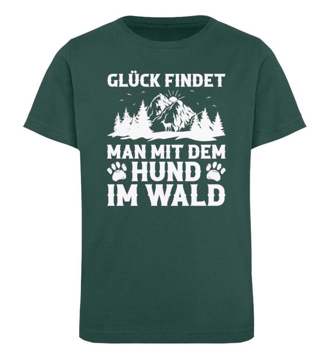 Glück findet man mit dem Hund im Wald - Kinder Bio Shirt Glazed Green 12/14 (152/164)