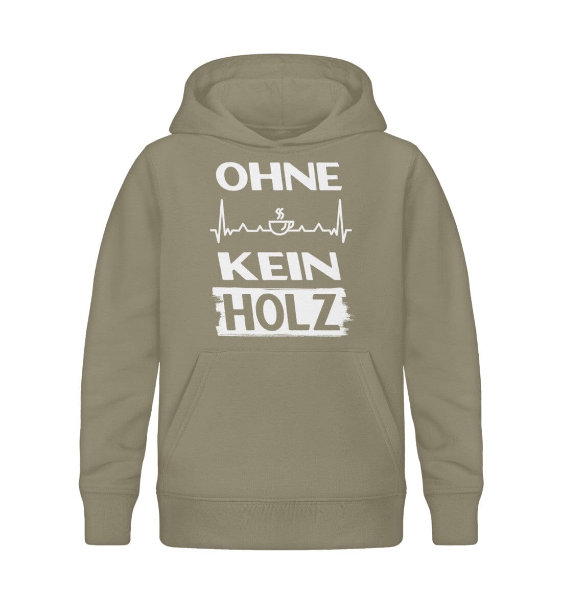 Ohne Kaffee kein Holz - Kinder Bio Hoodie Khaki 12/14 (152/164)