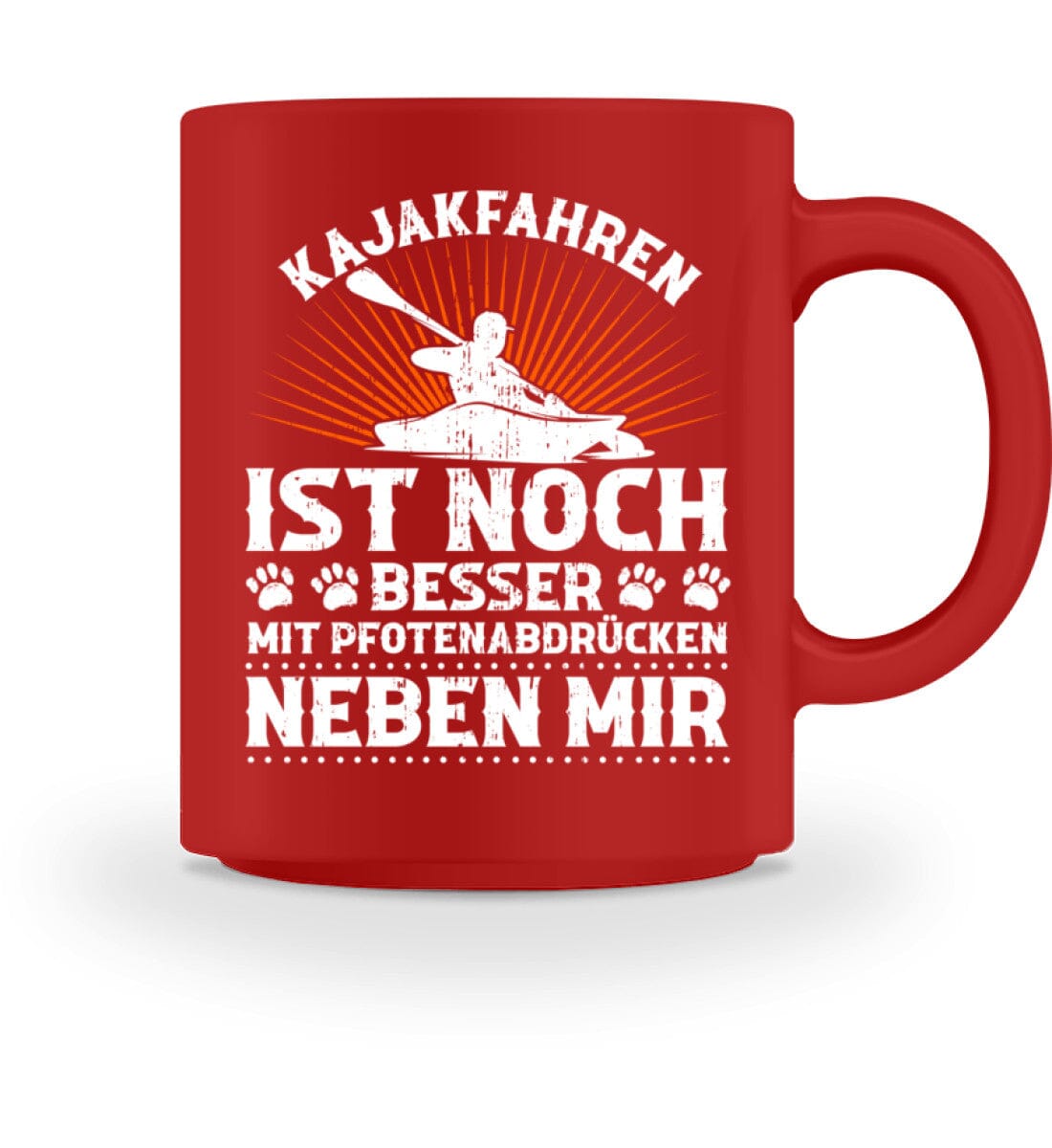 Kajakfahren ist noch besser mit Pfotenabdrücken - Tasse