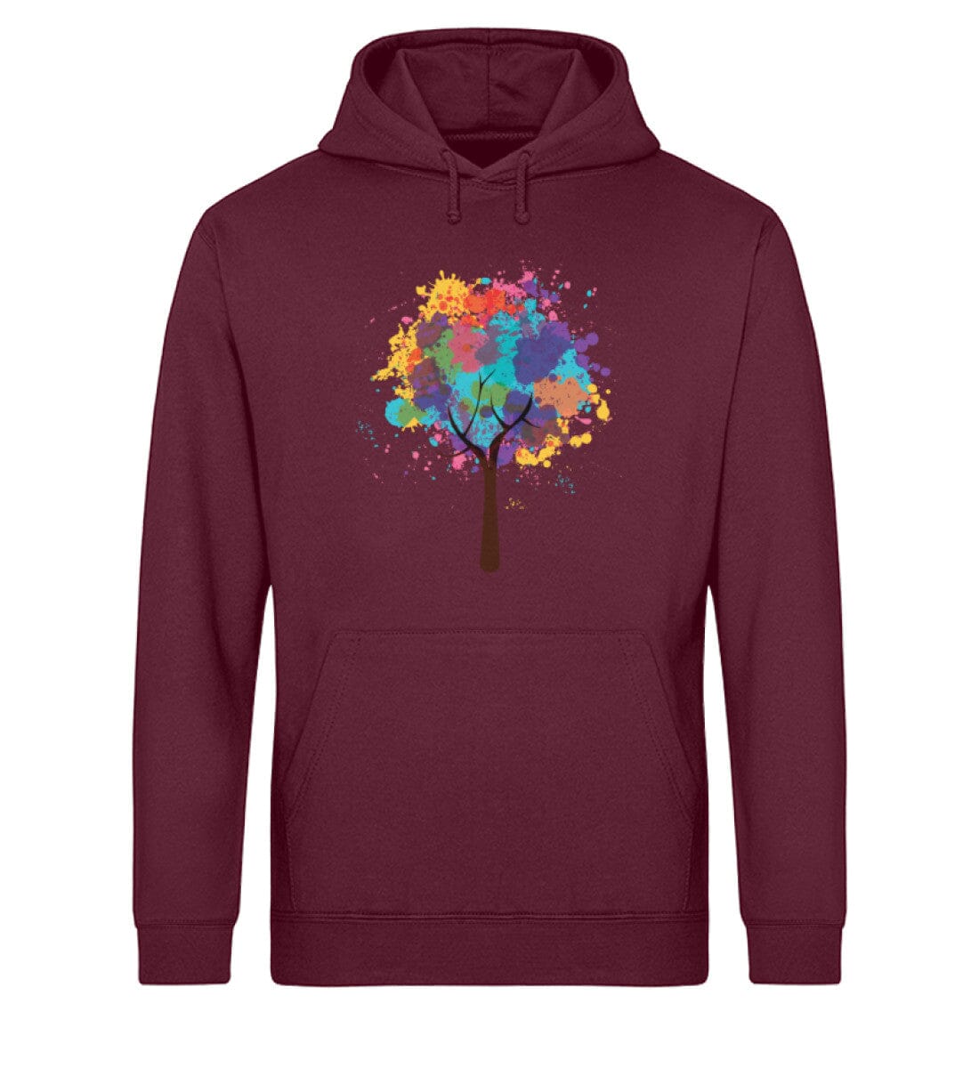 Wasserfarben-Baum - Unisex Bio Hoodie Burgundy XS