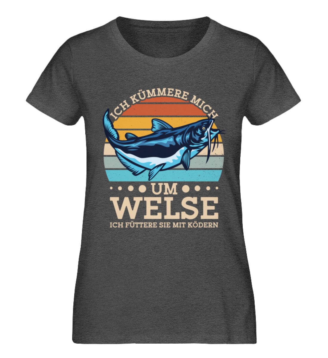 Ich füttere Welse mit Ködern - Damen Premium Bio Shirt Dark Heather Grey XS