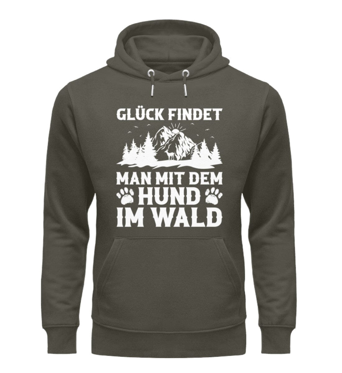 Glück findet man mit dem Hund im Wald - Unisex Premium Bio Hoodie Khaki XS