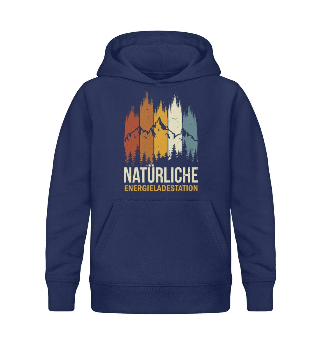 Energieladestation Wald und Berge - Kinder Bio Hoodie French Navy 12/14 (152/164)
