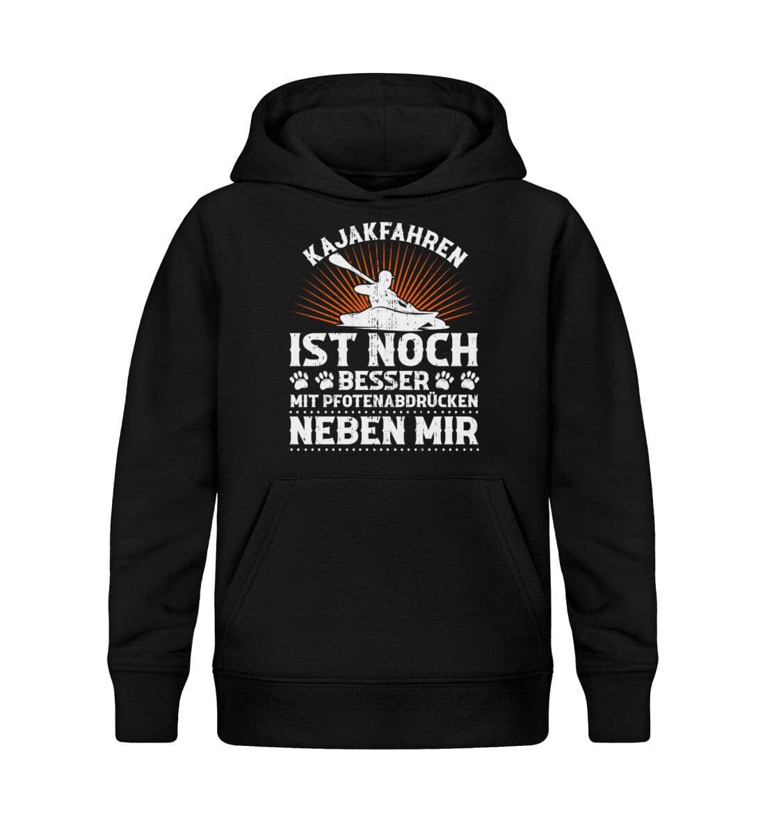 Kajakfahren ist noch besser mit Pfotenabdrücken - Kinder Bio Hoodie Black 12/14 (152/164)