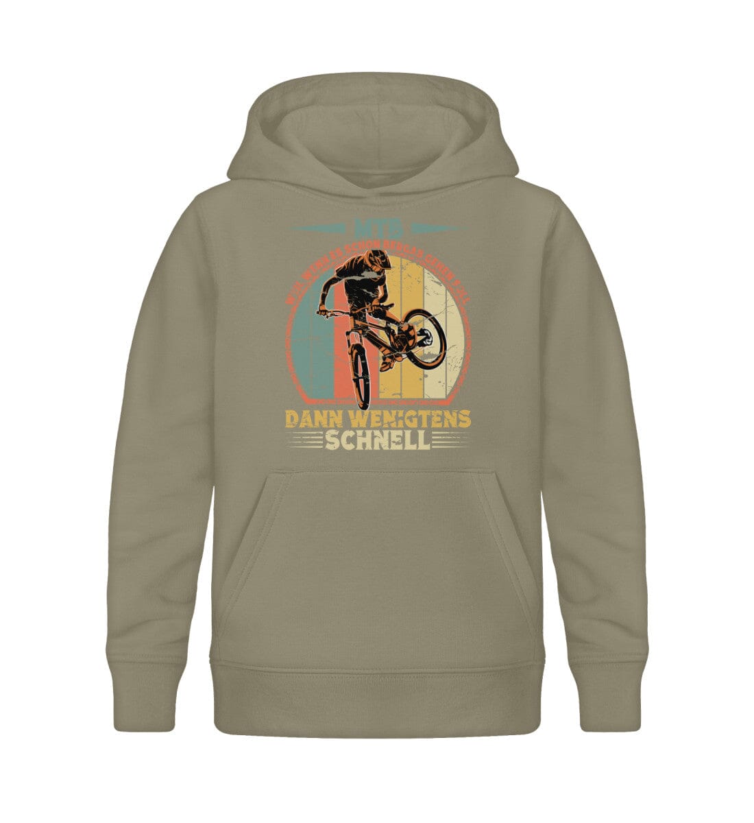 MTB wenn es schon Bergab gehen soll dann schnell - Kinder Bio Hoodie Khaki 12/14 (152/164)