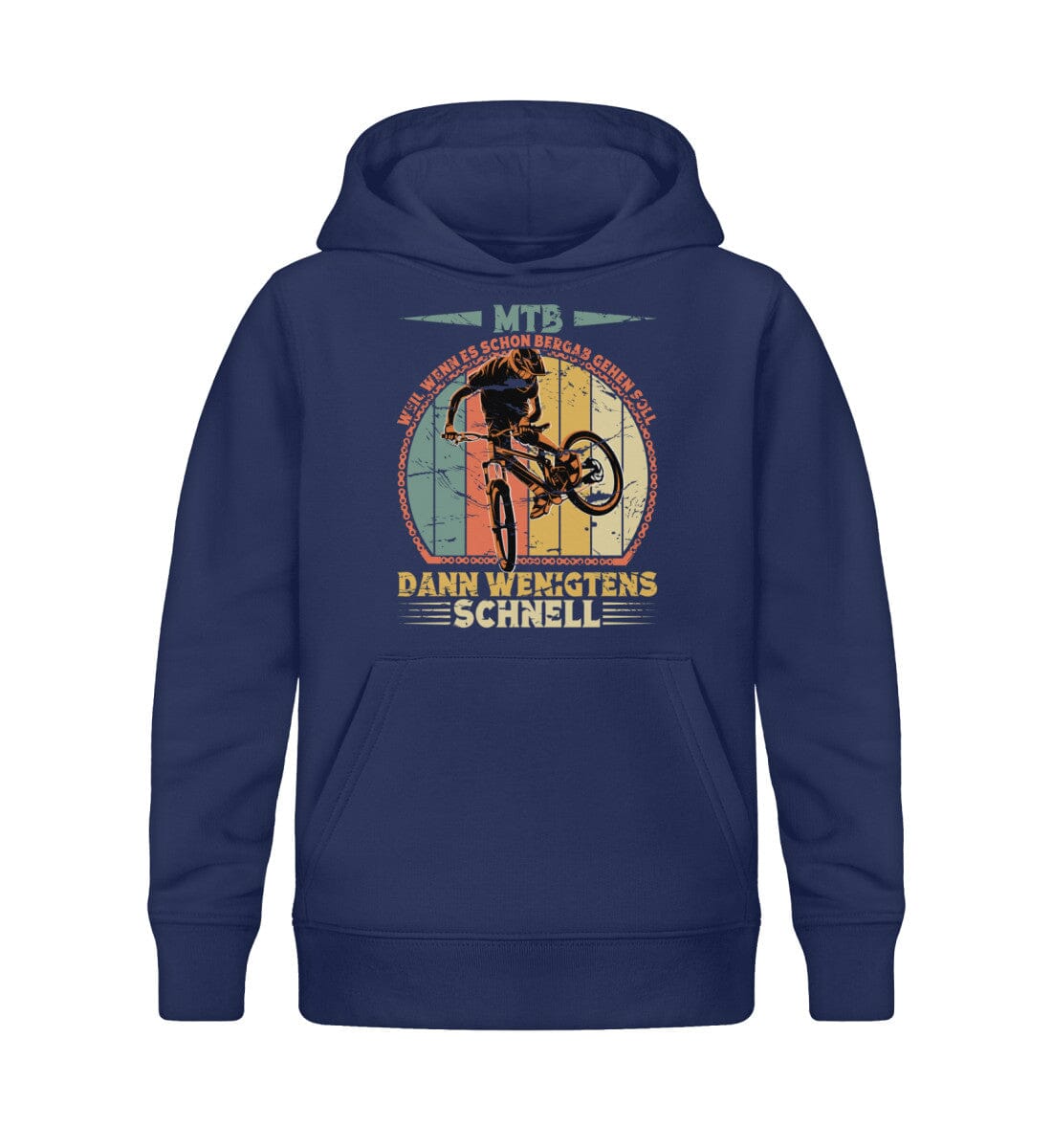 MTB wenn es schon Bergab gehen soll dann schnell - Kinder Bio Hoodie French Navy 12/14 (152/164)