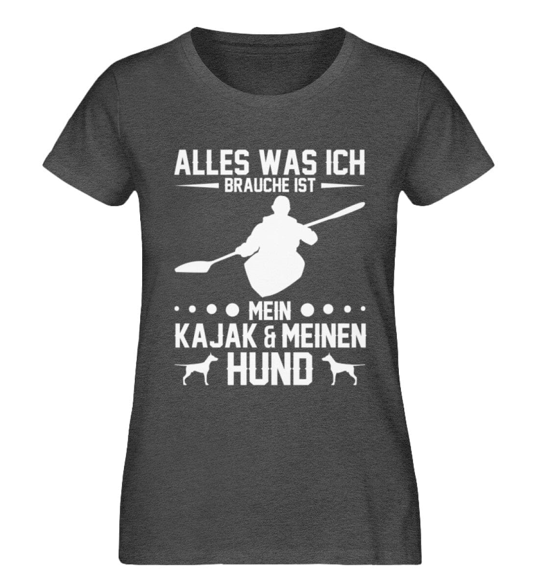 Ich brauche mein Kajak und meinen Hund - Damen Premium Bio Shirt Dark Heather Grey XS