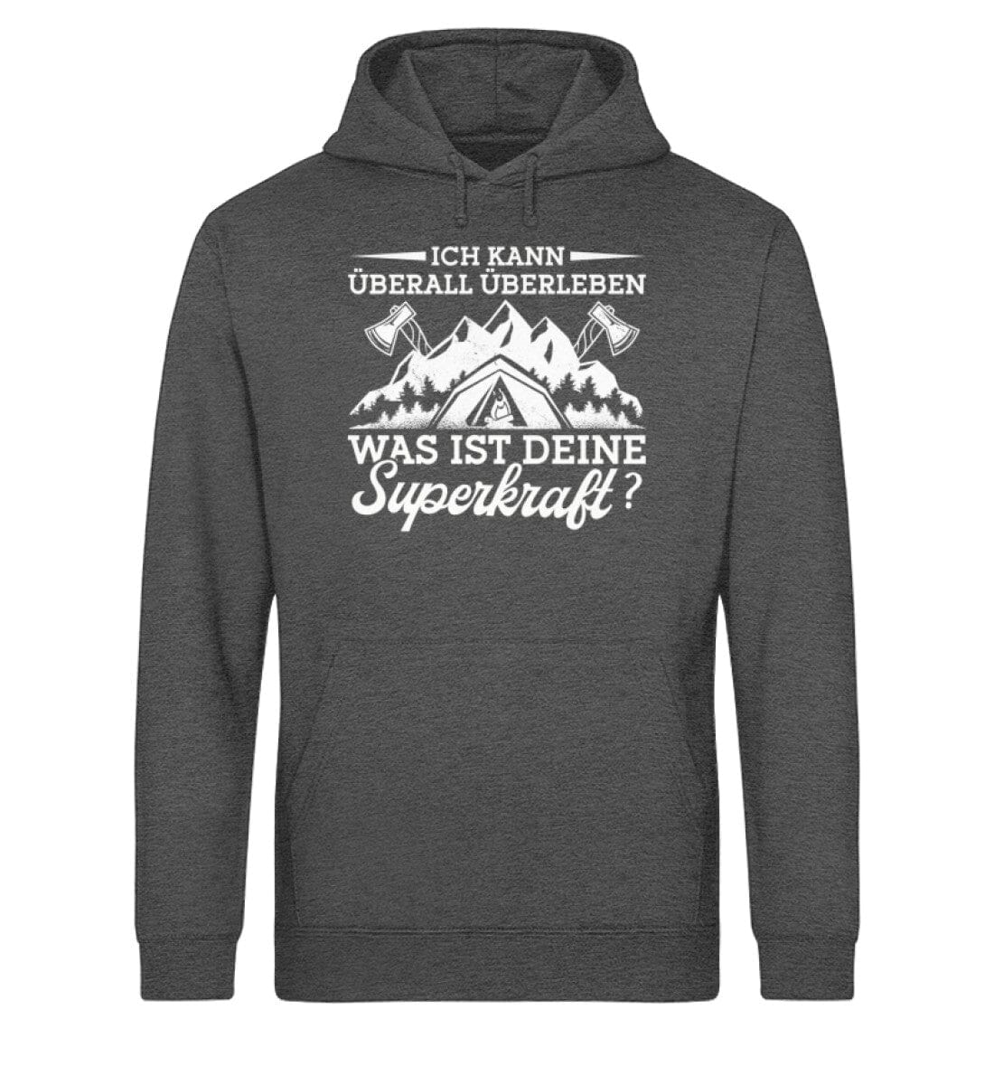 Ich kann überall überleben Bushcraft - Unisex Bio Hoodie Dark Heather Grey XS