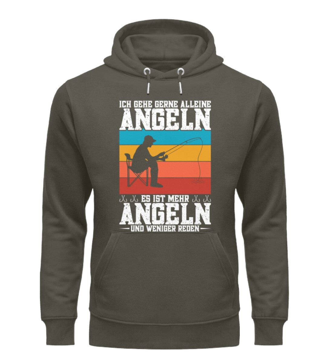 Allein Angeln mehr angeln weniger reden - Unisex Premium Bio Hoodie Khaki XS