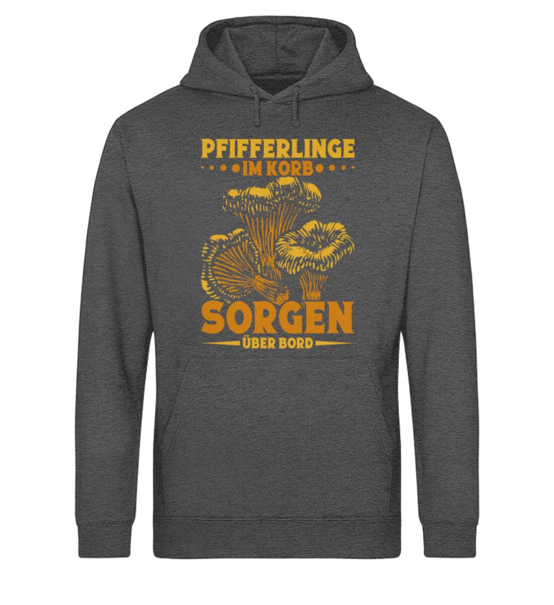 Pfifferlinge im Korb Sorgen über Bord - Unisex Bio Hoodie Dark Heather Grey XS