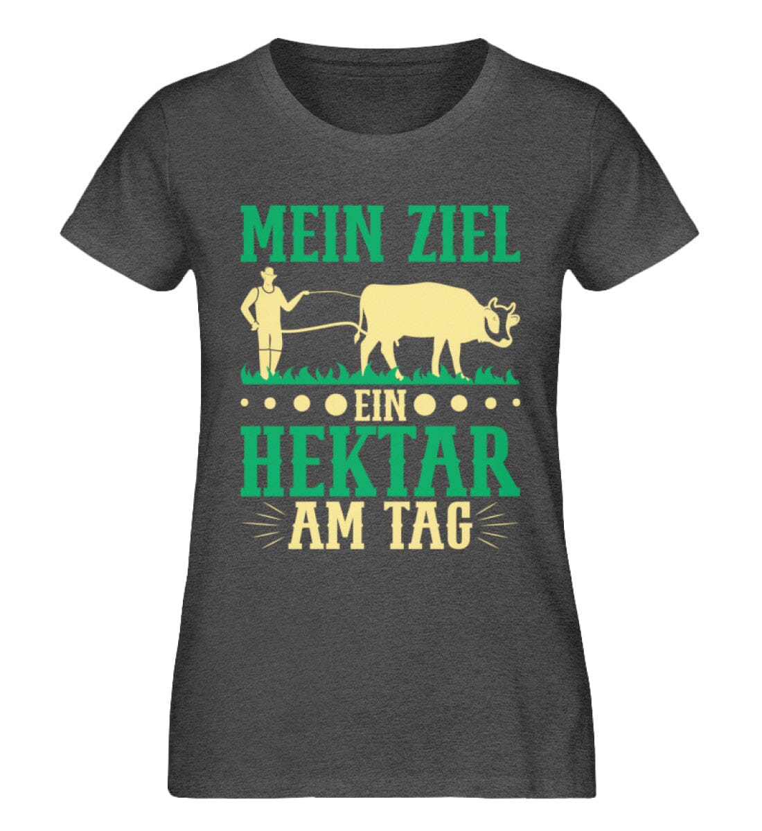 Mein Ziel ein Hektar am Tag - Damen Premium Bio Shirt Dark Heather Grey XS