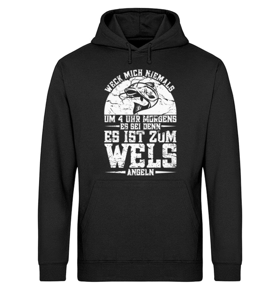 Weck mich zum Wels angeln - Unisex Bio Hoodie Black XS