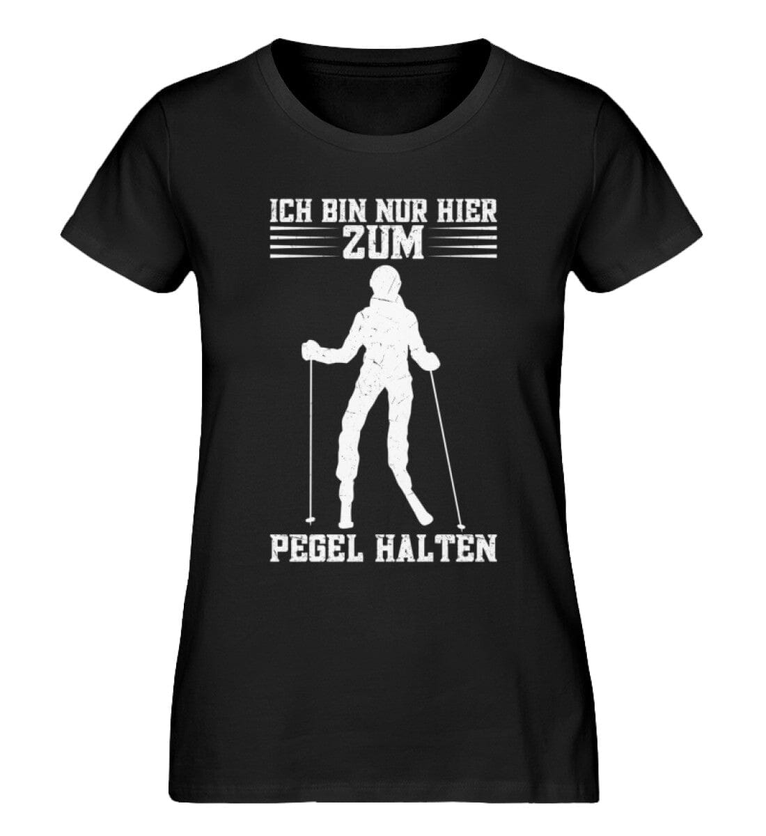 Ich bin zum Pegel halten hier - Damen Premium Organic Shirt Black XS