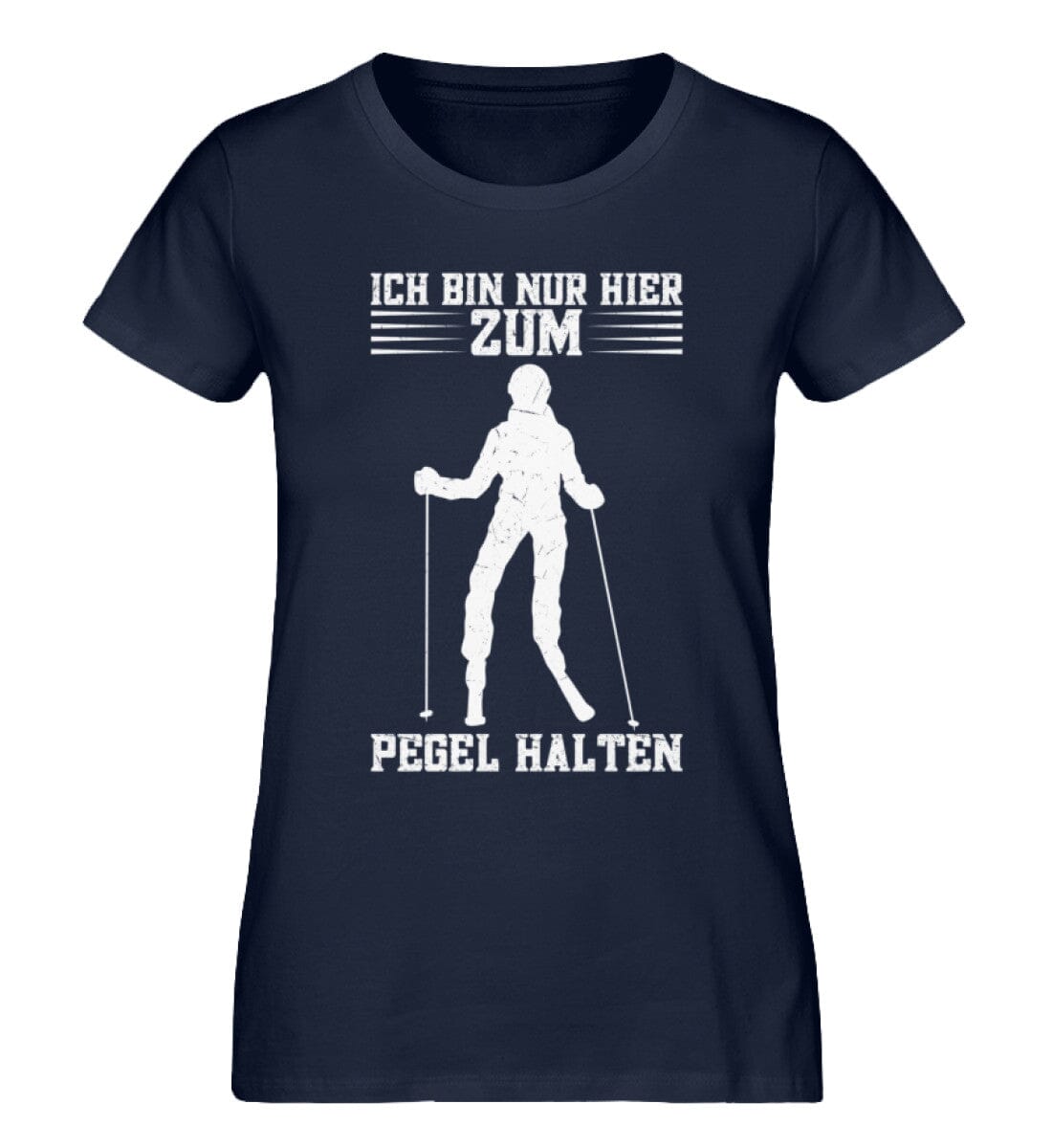 Ich bin zum Pegel halten hier - Damen Premium Organic Shirt French Navy XS