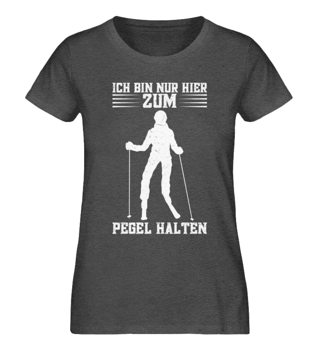 Ich bin zum Pegel halten hier - Damen Premium Organic Shirt Dark Heather Grey XS