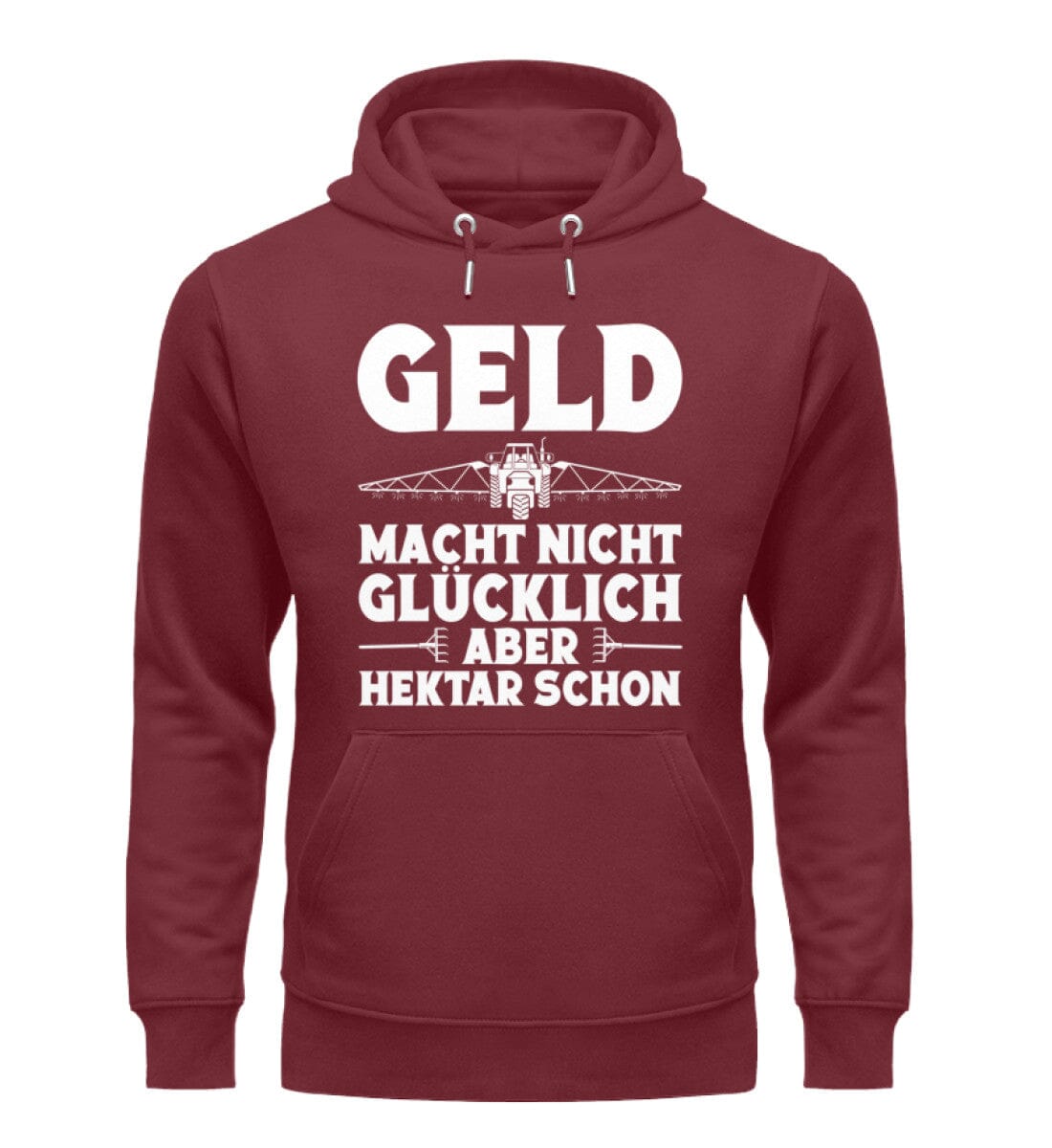 Geld macht nicht glücklich aber Hektar - Unisex Organic Hoodie Burgundy S