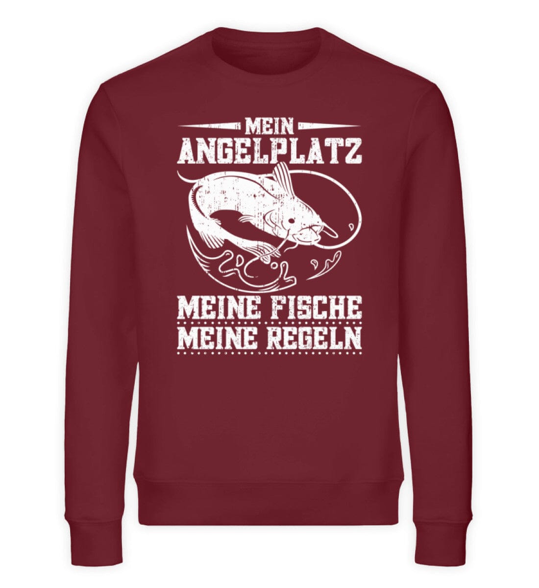 Mein Angelplatz meine Fische meine Regeln - Unisex Bio Sweatshirt Burgundy S