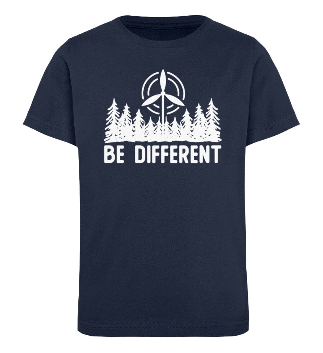 Be Different Windrad unter Bäumen - Kinder Bio Shirt French Navy 12/14 (152/164)