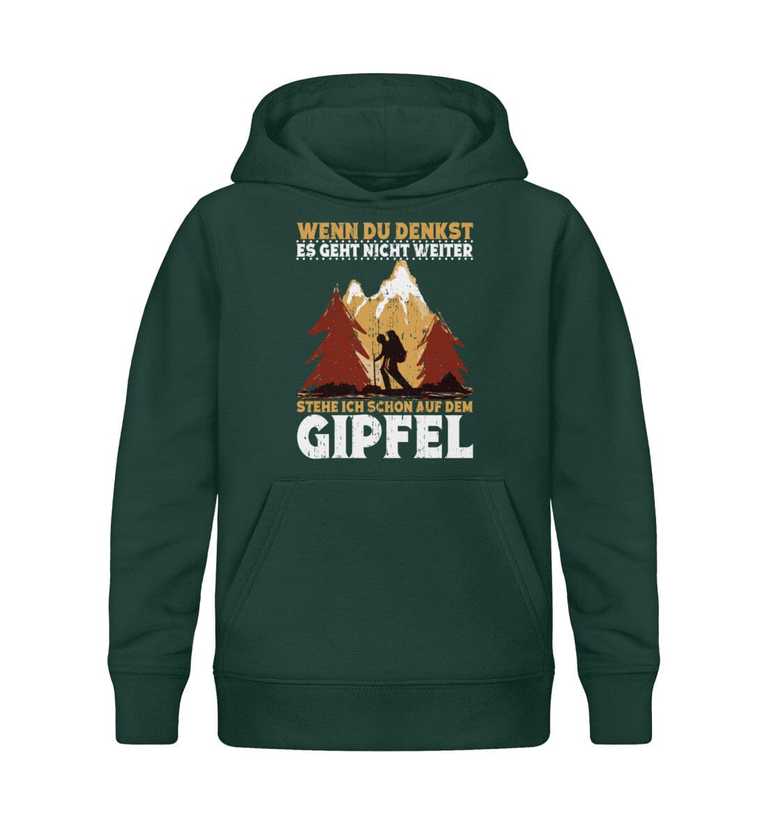 Ich stehe schon auf dem Gipfel - Kinder Bio Hoodie Glazed Green 12/14 (152/164)