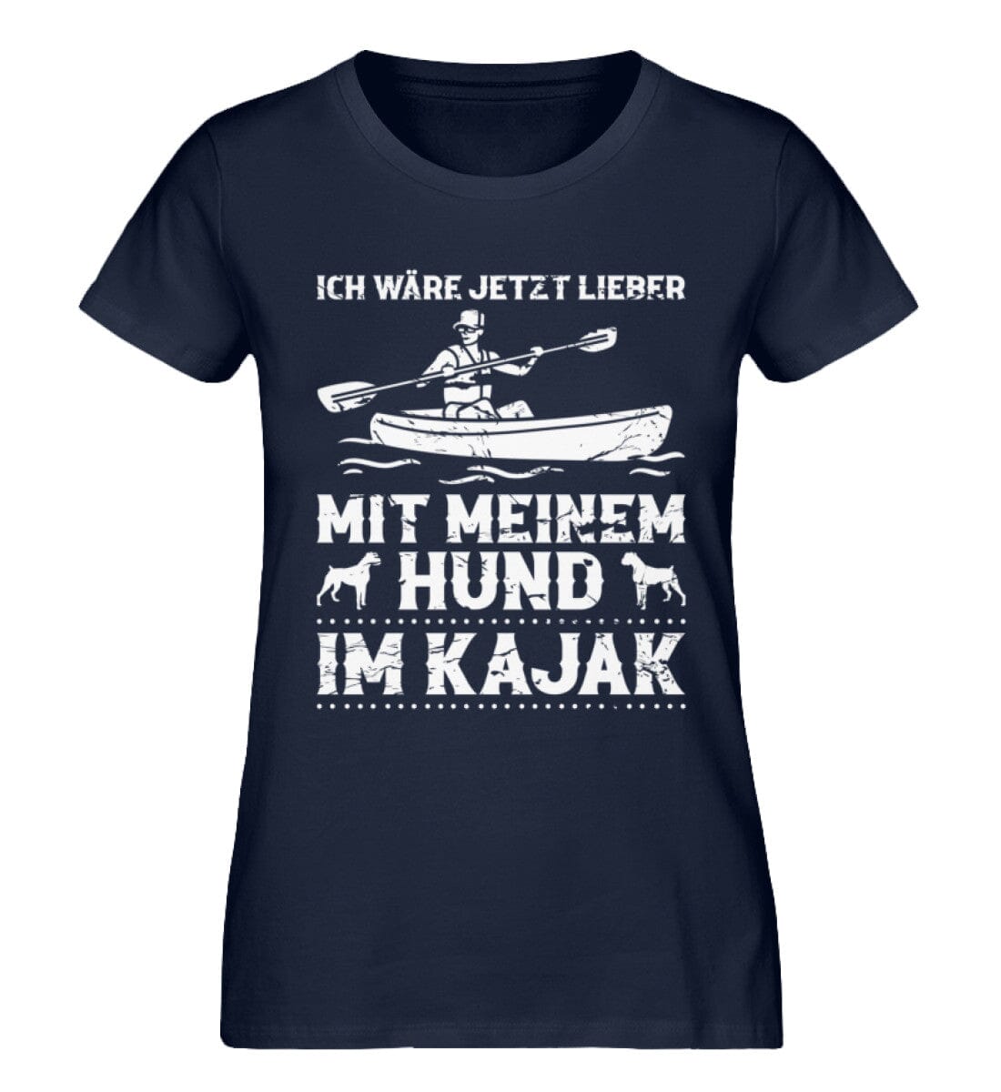 Mit meinem Hund im Kajak - Damen Premium Bio Shirt French Navy XS