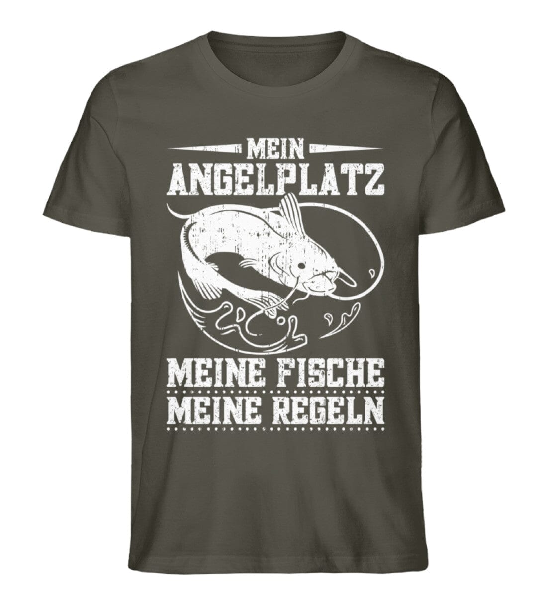 Mein Angelplatz meine Fische meine Regeln - Unisex Premium Bio Shirt Khaki S