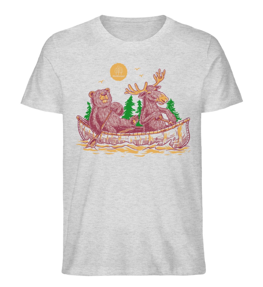 Bär und Elch im Kanu - Unisex Premium Bio Shirt Heather Grey S